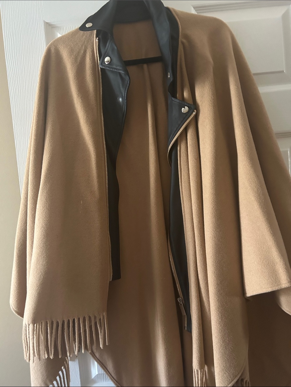 New York & Company Camel Cape with Black Trim